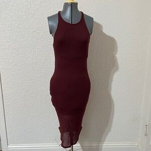Urban Outfitters Sparkle & Fade Burgundy Midi Dress